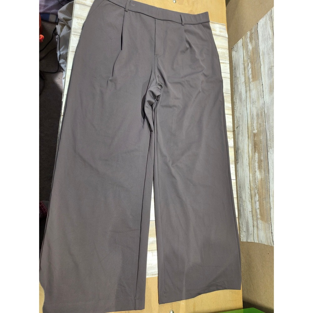 Halara Womens XL‎ Gray Wide Leg Pleated High Waisted Workleisure Trousers Pants